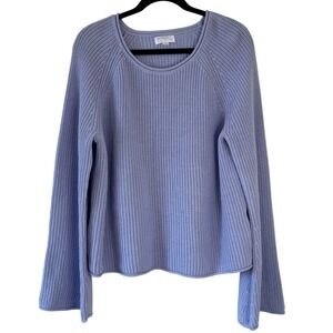 Morgan Taylor‎ Women's Lavender Ribbed Knit Bell Sleeve Sweater Size L
